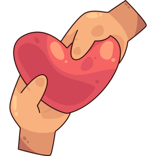 Hands passing heart showing friends support and connection.