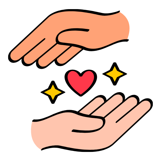 Two hands with heart showing support and connection between friends.