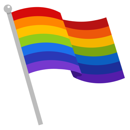 Rainbow pride flag on pole representing LGBTQ community