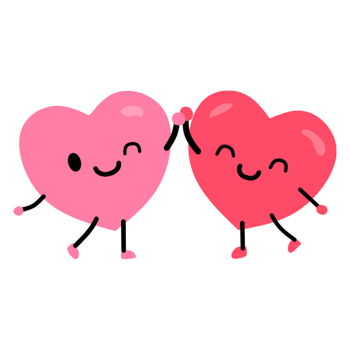 Two hearts together showing friends connection and support.