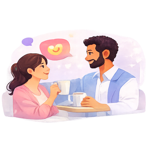 Two people sitting together sharing LGBTQ support and emotional wellbeing.