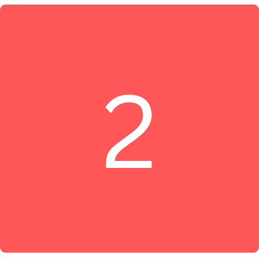 Number two on red background