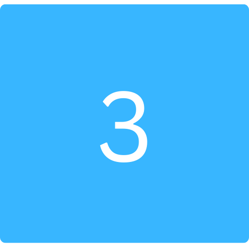 Number three on blue background.