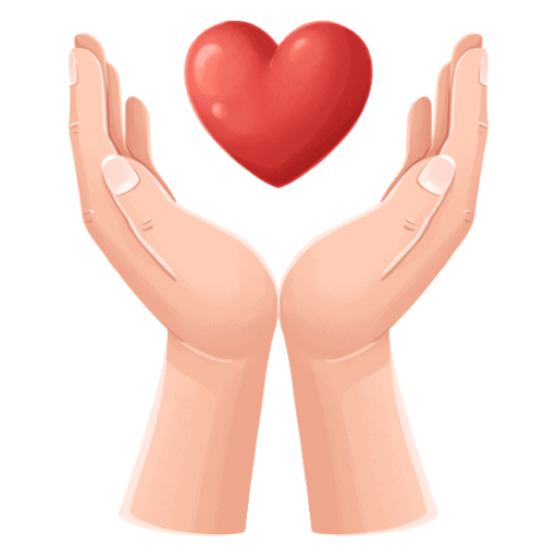 Two hands holding heart showing love and connection.